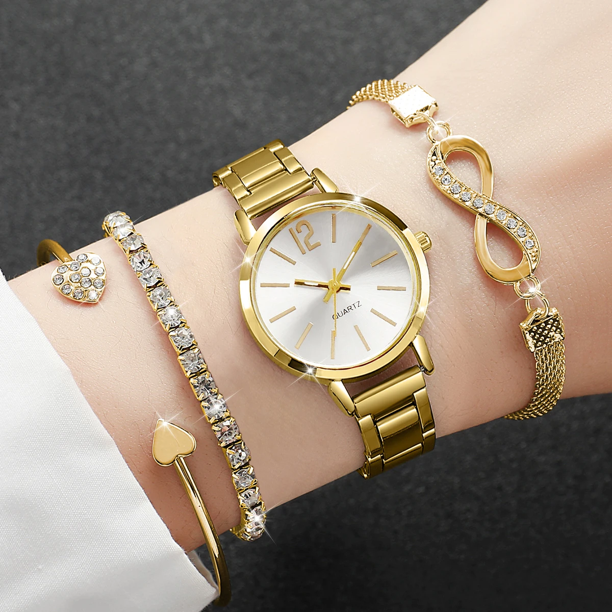 Jewelry Diamond Watches - 4PCS/Set Fashion Alloy Strap Women Watches