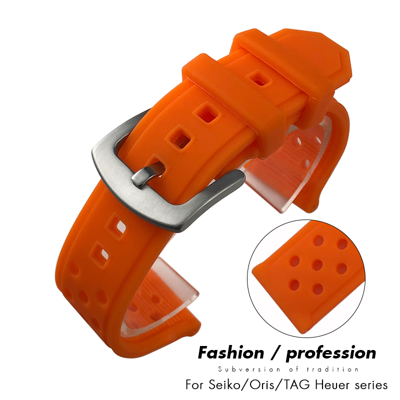 Seiko Watch 5 Sports - Soft Rubber Silicone Watchband 20mm 21mm