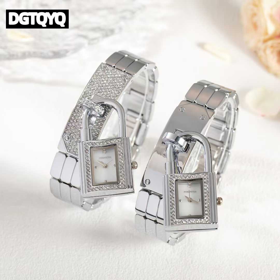 Jewelry Diamond Watches - Ladies Sliver Detachable Lock Wristwatch Diamond