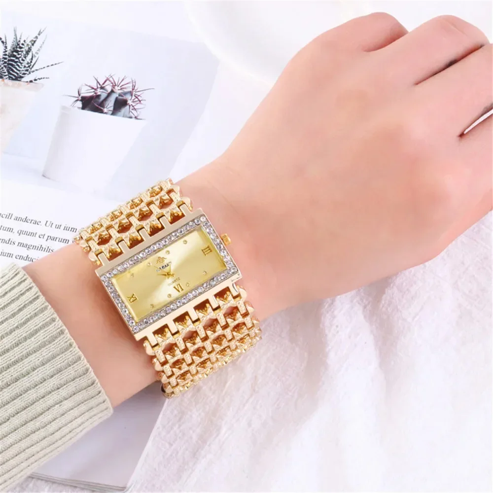 Jewelry Diamond Watches - Women's Fashion Luxury Square Diamond Quartz