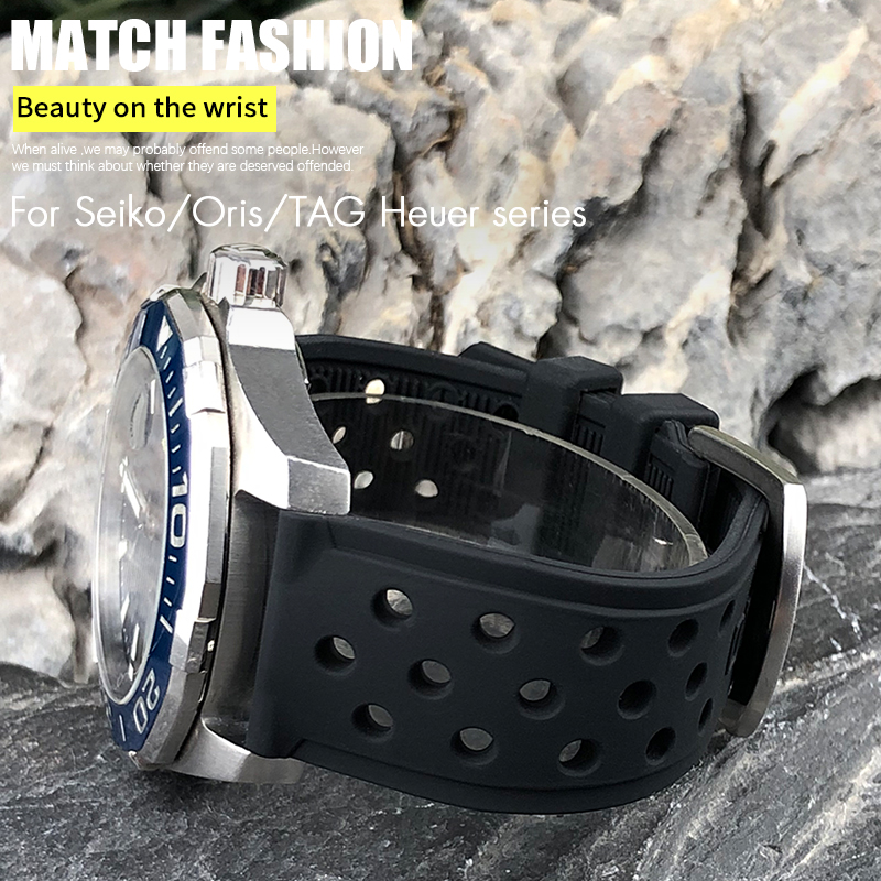 Seiko Watch 5 Sports - 22mm 21mm 20mm Silicone Watch Strap