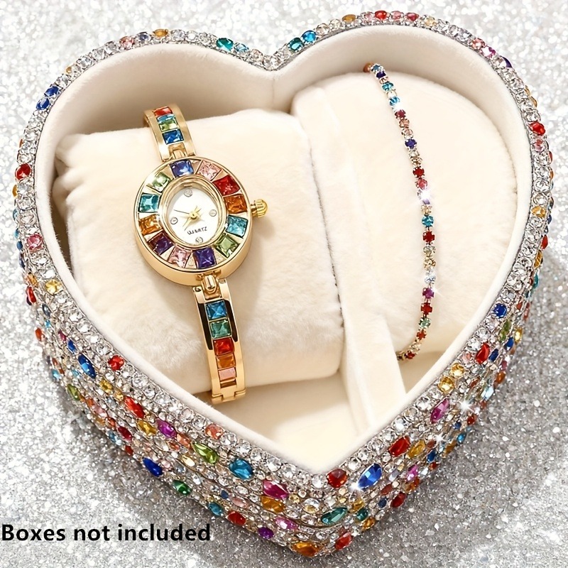 Mystery Jewelry Jar Watches - 2pcs Elegant Colorful Rhinestone Women Quartz