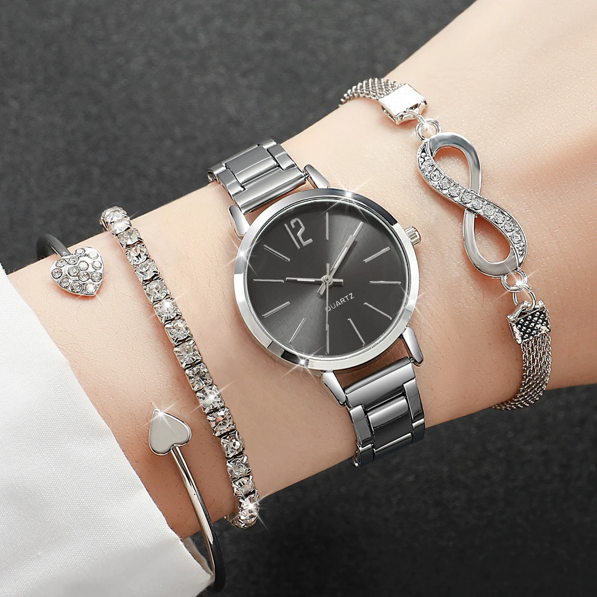 4PCS/Set Fashion Alloy Strap W - огляд і ціна Jewelry Diamond Watches