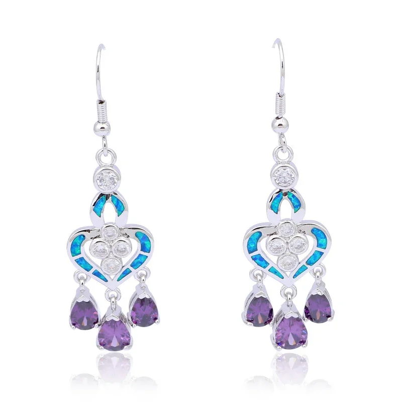 Heart Shape Earrings with Blue - огляд і ціна Opal Earrings Dangle