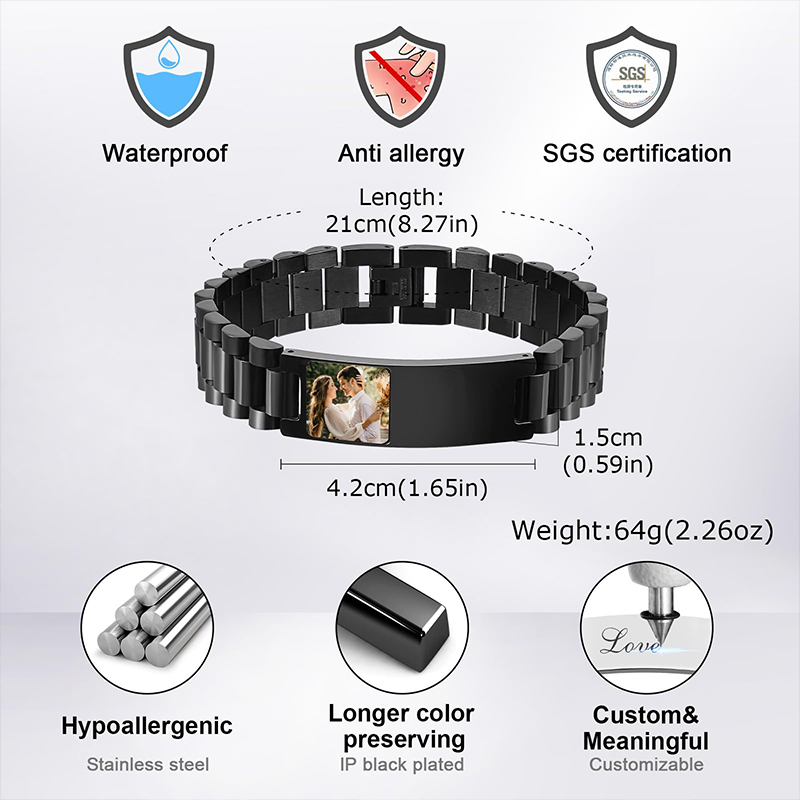 Custom Picture Text Bracelet W - огляд і ціна Jewelry Watches For Men