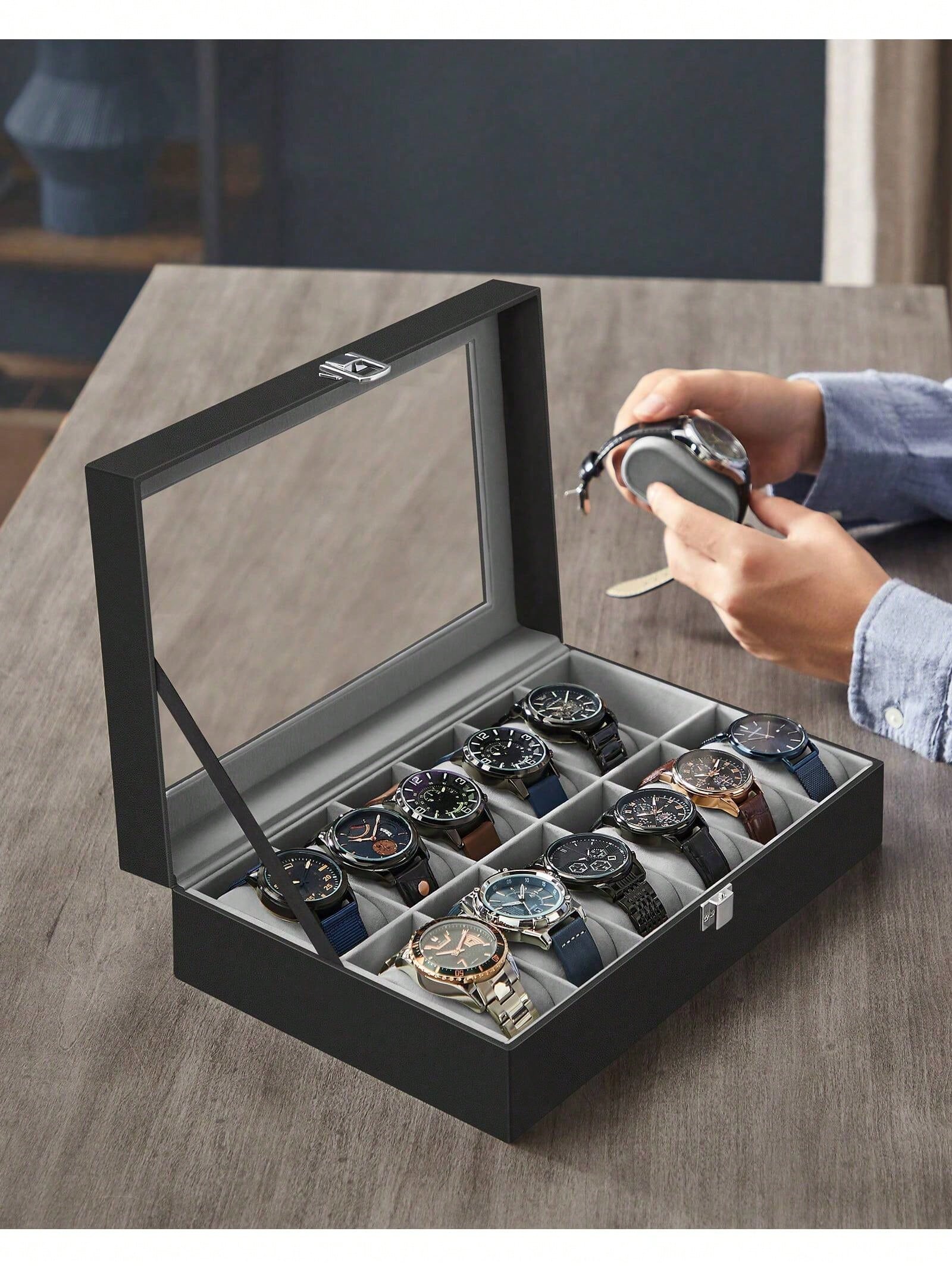 12-Slot Lockable Watch Box wit - огляд і ціна Jewelry Box With Watches