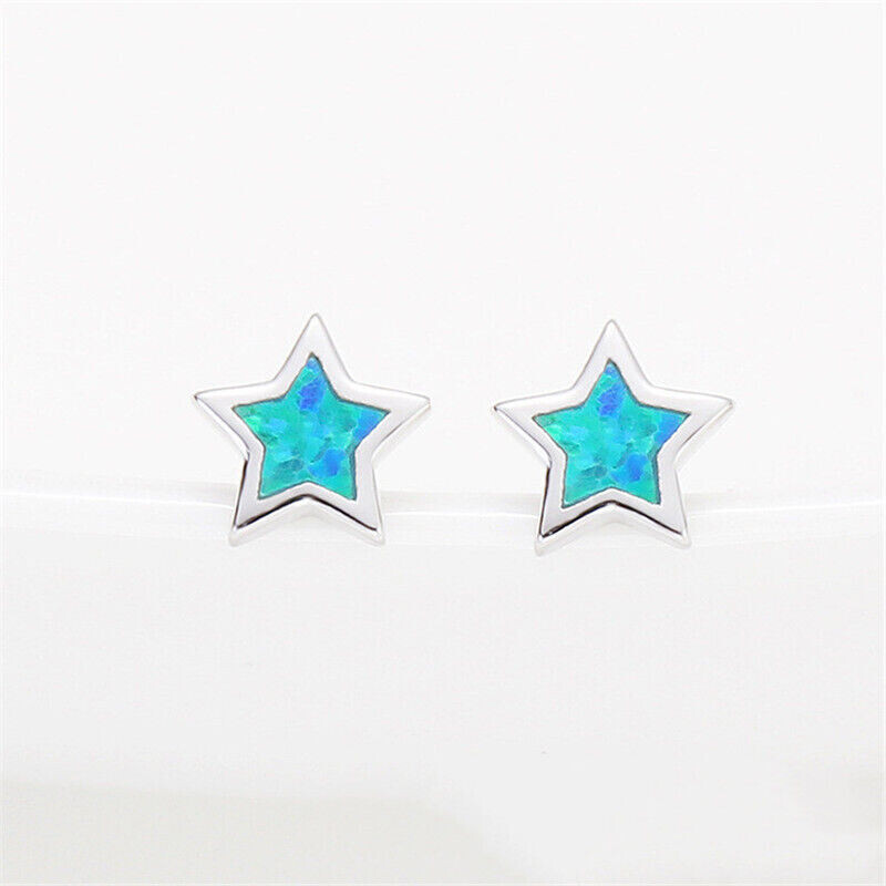 1 Pair Green/blue/white Pentag - огляд і ціна Opal Earrings Dangle