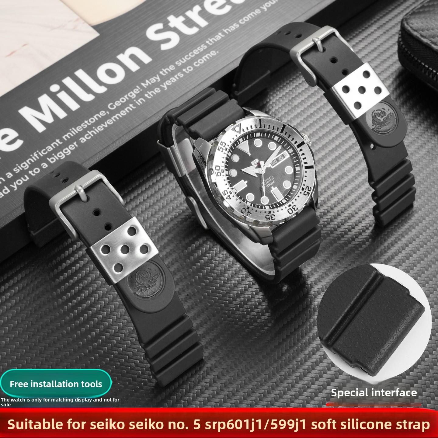 22mm silicone watch band For S - огляд і ціна Seiko Watch 5 Sports