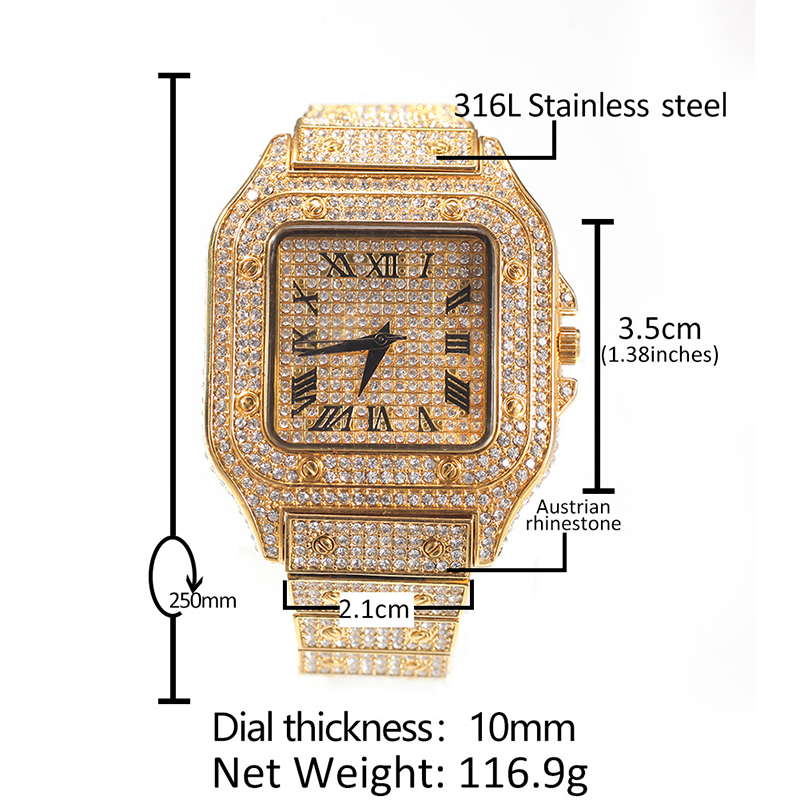Hip Hop Luxury Quartz Wrist Wa - огляд і ціна Jewelry Watches Silver