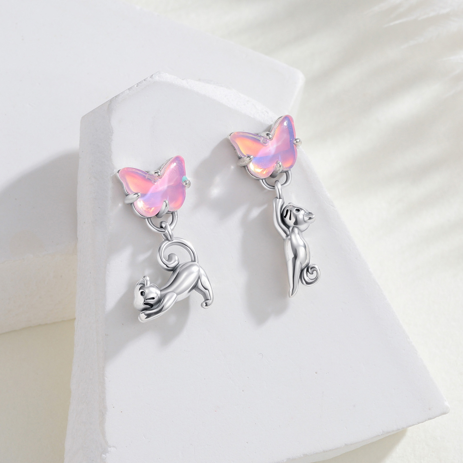 925 Sterling Silver Cat & Butt - огляд і ціна Opal Earrings Dangle